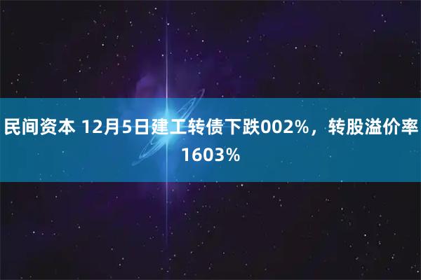 民间资本 12月5日建工转债下跌002%，转股溢价率1603%